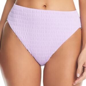Bar III Women Tucker Up Textured High Waist Bikini Swimsuit Bottom Purple Size M